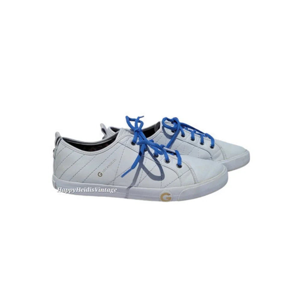 GBG Los Angeles White Ggorfin Quilted‎ Sneakers Blue Laces G by Guess